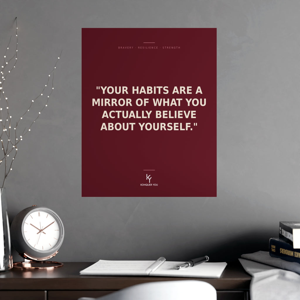 Konquer You | Motivational Quote Poster | "Your Habits Are A Mirror" Wall Art