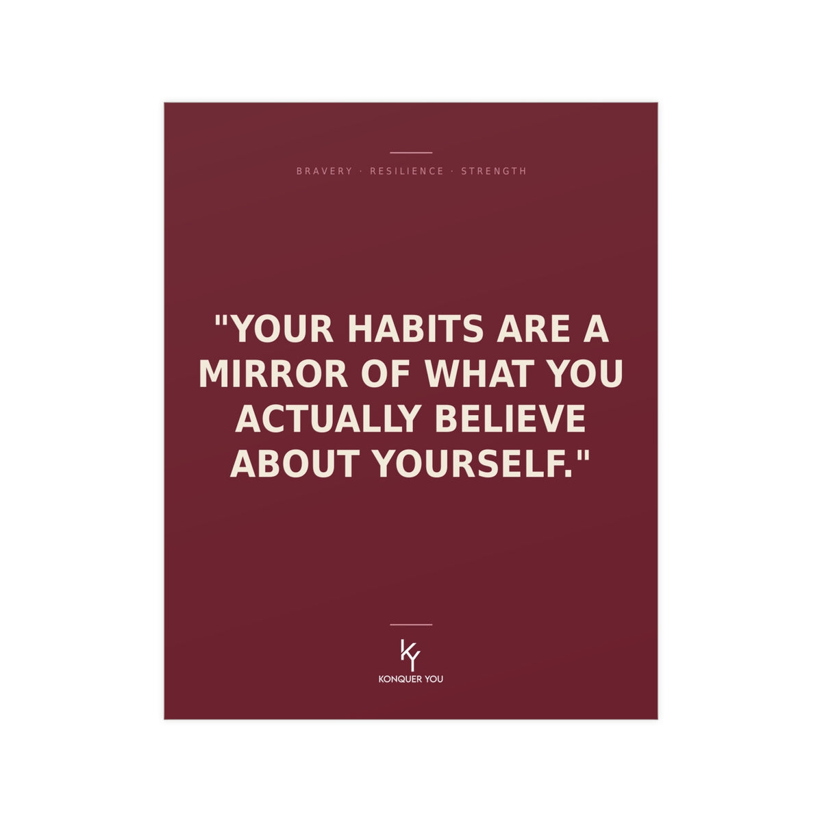 Konquer You | Motivational Quote Poster | "Your Habits Are A Mirror" Wall Art